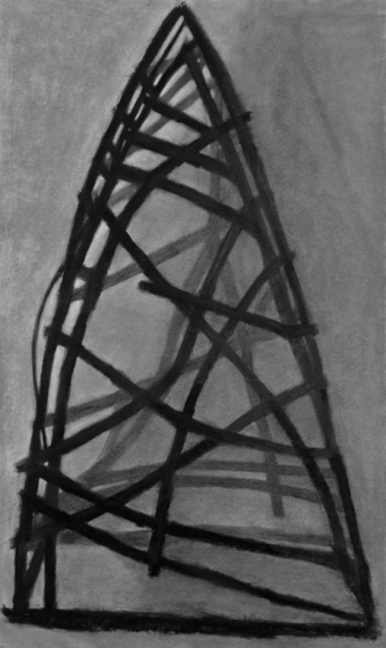 "Julia Bloom, Monolith I, charcoal on paper (detail)"