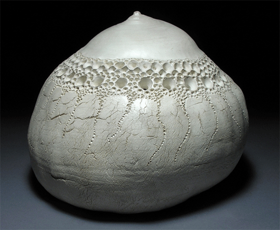 Liz Lescault Decollette, ceramic sculpture, white stoneware, 9"x11". Photo courtesy of the artist. 